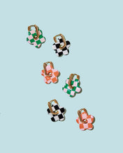 Load image into Gallery viewer, Checker Flower Hoop Earrings
